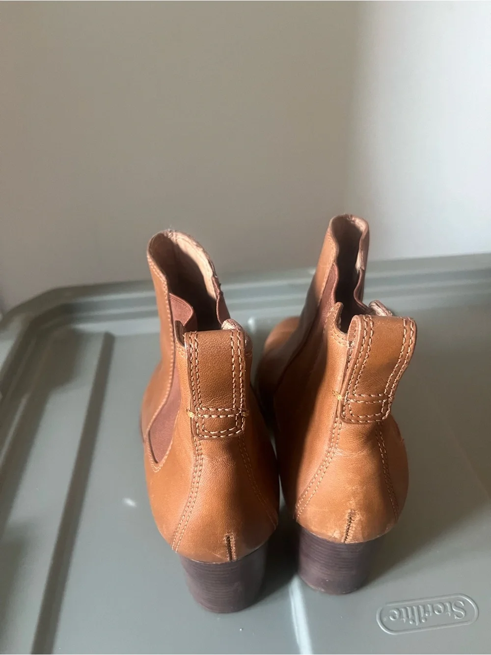 Madewell Cognac Leather Chelsea Ankle Boots